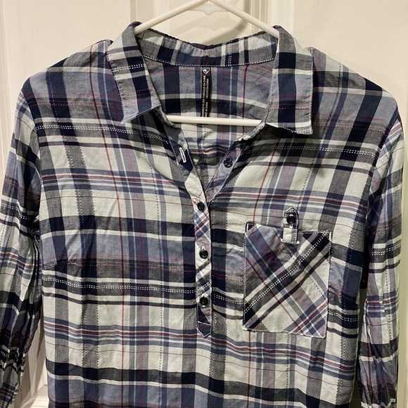 Kuhl Tencel Blue Gray Plaid Pullover Tunic EUC - Picture 2 of 16